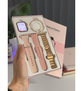 Haino Tekno G9 Rose Gold Akıllı Saat (3 Kordon Ve 1 Bileklik)