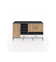 Kronos Konsol 8 Raflı 2 Çekmeceli 3 Kapaklı 176x59x99 Antrasit-Çam/Aytaşı