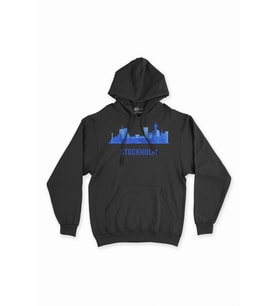 Stockholm Manzaralı Siyah Sweatshirt Hoodie