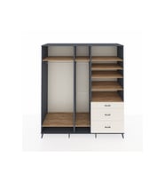 Kronos Dolap 9 Raflı 3 Çekmeceli 3 Askılı 220x59x243 Antrasit-Çam/Aytaşı