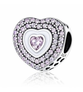 Nur Silver Taşlı Kalp Gümüş Charm NUR-CM00415