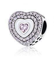 Nur Silver Taşlı Kalp Gümüş Charm NUR-CM00415