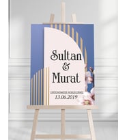 Söz Nişan Düğün İçin 50x70 Karşılama Panosu - Beyaz Gün Tasarımlı