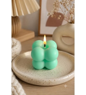 Mini Bubble 3'lü Mum - Mumelia Candles Doğal Soya, El Yapımı, Dekoratif - Zümrüt Yeşili