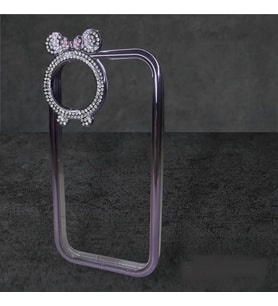 IPHONE 11 Uyumlu MOR renk Mickey Mouse miki lüx taşlı silikon telefon kılıfı