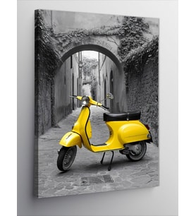 Kanvas Tablo Dar Sokakta Sarı Vespa