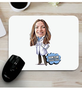 Kişiye Özel Kadın Doktor Karikatürlü Esprili Mousepad