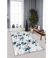 Zümrüt Çiçekli Kaymaz Tabanlı Makinede Yıkanabilir Halı BH09 - 100 x 160 cm