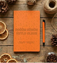 Kişiye Özel Doğum Günün Kutlu Olsun Defter Doğum Günü Hediyesi (Turuncu)