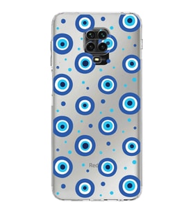 PrintiFy Xiaomi Redmi Note 9 Pro ile Uyumlu Nazar Boncuğu 1  Kamera Korumalı Şeffaf Silikon Kılıf