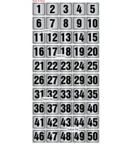 Kapı, Masa, Dolap Numarası Metal 1-50 Arası Sıralı 5x5 Cm Arkası Yapışkanlı Gümüş Renk 003