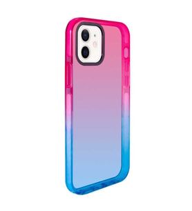 Uyumlu Model Apple iPhone 12 Kılıf Renk Geçişli Kenar Kaymaz Kapak (Pembe-Mavi)