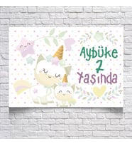 Sevimli Unicorn Temalı Doğum Günü Afişi 35X50 cm
