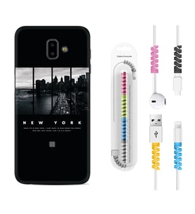 Samsung J6 Plus J7 Prime J7 Pro M20 Kılıf Kablo Koruma Spiral Silikon New York 1612