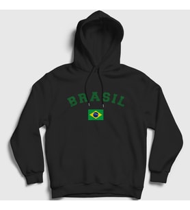 Presmono Unisex Beyaz Brasil Brazil Brezilya Bayrağı Kapüşonlu Sweatshirt 479630tt (Siyah)