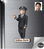 Kişiye Özel Pilot Erkek Ahşap Magnet -3
