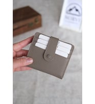 Çıtçıtlı Çok Bölmeli Yatay Hakiki Deri Cüzdan (Vizon)