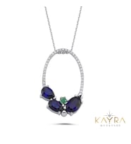 Safir Zümrüt ve Pırlantalı Kolye PK23