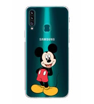 Samsung Galaxy A20s  Kamera Korumalı  Kapak Mickey Mouse Tasarımlı  Şeffaf Kılıf