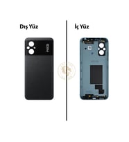 Poco M5 Siyah Arka Pil Kapağı Batarya Kapağı Lazer Kesim Back Cover