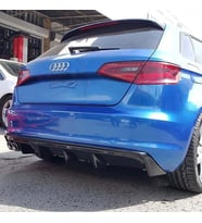 Audi A3 HB 8V Sportback Rieger Arka Ek Difüzör Piona Black 2012 - 2016 Sol Çift Çıkış