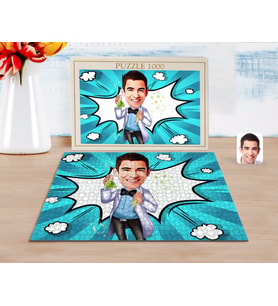 BK Gift Kişiye Özel Erkek Kimya Öğretmeni Karikatürlü 1000 Parça Profesyonel Puzzle-3