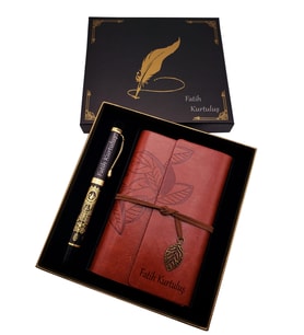 İsme Özel Osmanlı Tuğralı Kalem Ve Deri Defter Seti - Kişiye Özel Osmanlı Kalem Ve Hatıra Defteri , Hediyelik Osmanlı Kalem Defter Seti & İsme Özel Vip Hediye Seti