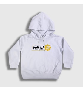 Presmono Unisex Çocuk Beyaz Fallout 76 Logo Oyun Kapüşonlu Sweatshirt 420937tt (Beyaz)
