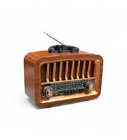 Eskitme Görünüm Nostalji Radyo, Bluetooth Özellikli Nostaljik Radyo (Koyu Kahverengi - Kum Rengi)