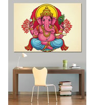 Hint Tanrısı Renkli Ganesha Dekoratif Kanvas - Mdf Ahşap Tablo