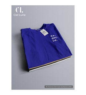 Nevermind Unisex Be Calm Özel Tasarım - Oversize T-Shirt (Mavi)