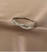 Taşlı Sonsuzluk Kelepçe Bileklik (Gümüş)