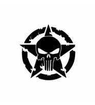 Yıldız Punisher Kurukafa Sticker siyah 20x20 CM (Siyah-Siyah)