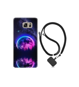 Samsung Galaxy Note 5 Kılıf Silikon Desen Boyun Askılı Star Planet 1652