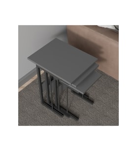 Oven 3'lü Metal Ayaklı Zigon Sehpa - Antrasit