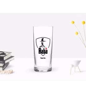 BK Gift Kişiye Özel Renkli Baskılı Godfather Baba Tasarımlı Rakı Bardağı-15 (Beyaz)