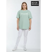 Kadın Büyük Beden L.v. Est Belle Baskılı 3xl-6xl Bisiklet Yaka Tshırt SPR26BTSK510-17