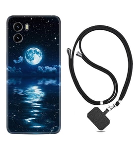 Vivo Y15S Y32 Y33S Y51 Y53S Kılıf Boyun Askılı Silikon Night Moon 1133