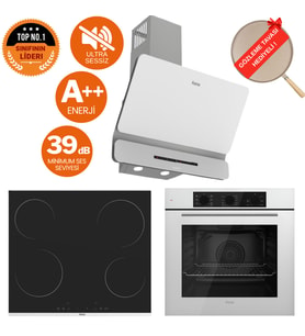 Ferre Luce Vitroseramik Elektrikli Ultra Sessiz Beyaz Ankastre Set (D081 - SA  + Ms261 + QBL62CB )
