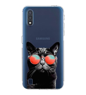 PrintiFy Samsung Galaxy A01 ile Uyumlu Kedi 3 Kamera Korumalı Şeffaf Kılıf