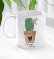 BK Gift Kişiye Özel İsimli Kaktüs Tasarımlı Beyaz Kupa Bardak-6
