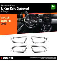 Renault Clio 5 Krom İç Kapı Kolu Çerçevesi 4 Prç. 2019 Üzeri
