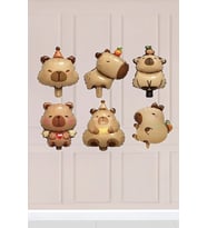 Kapibara 6'lı Folyo Balon Seti Minik Capybara Hayvanlar Balon Seti