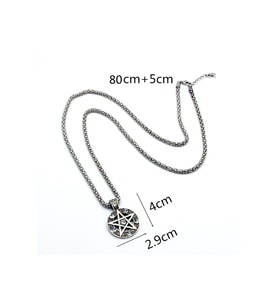 Pentagram Gotik Paslanmaz Unisex Vintage Hollow Pentagramı Çelik (Gümüş)