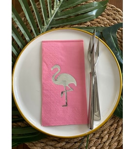 Gümüş Yaldızlı Pembe Flamingo Peçete