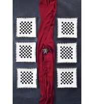6'lı Şık Tasarım Handmade Dama Desen Pasta Tabak Seti Sunum Seti Servis Tabakları Tatlı Tabağı 20cm