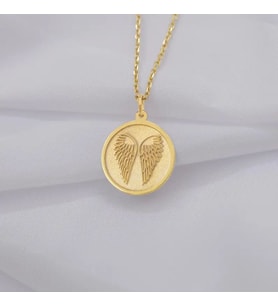 Kişiye Özel 925 Ayar Gümüş Melek Kanatları Figürlü Kolye (Gold)