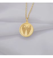Kişiye Özel 925 Ayar Gümüş Melek Kanatları Figürlü Kolye (Gold)