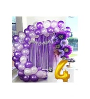 4 YAŞ LÜX MOR LİLA BALON ZİNCİR SET DOĞUM GÜNÜ PARTİ SETİ SÜSÜ
