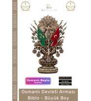 Özel Üretim Antik Sarı Dekoratif Masaüstü Hediyelik Ofis Biblo Büyük Boy Osmanlı Devleti Arması Boyt